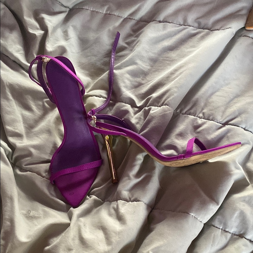 SHEIN Purple High-Heeled Satin Sandals